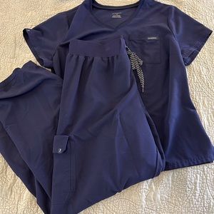 JAANUU Womens Navy Scrub Set